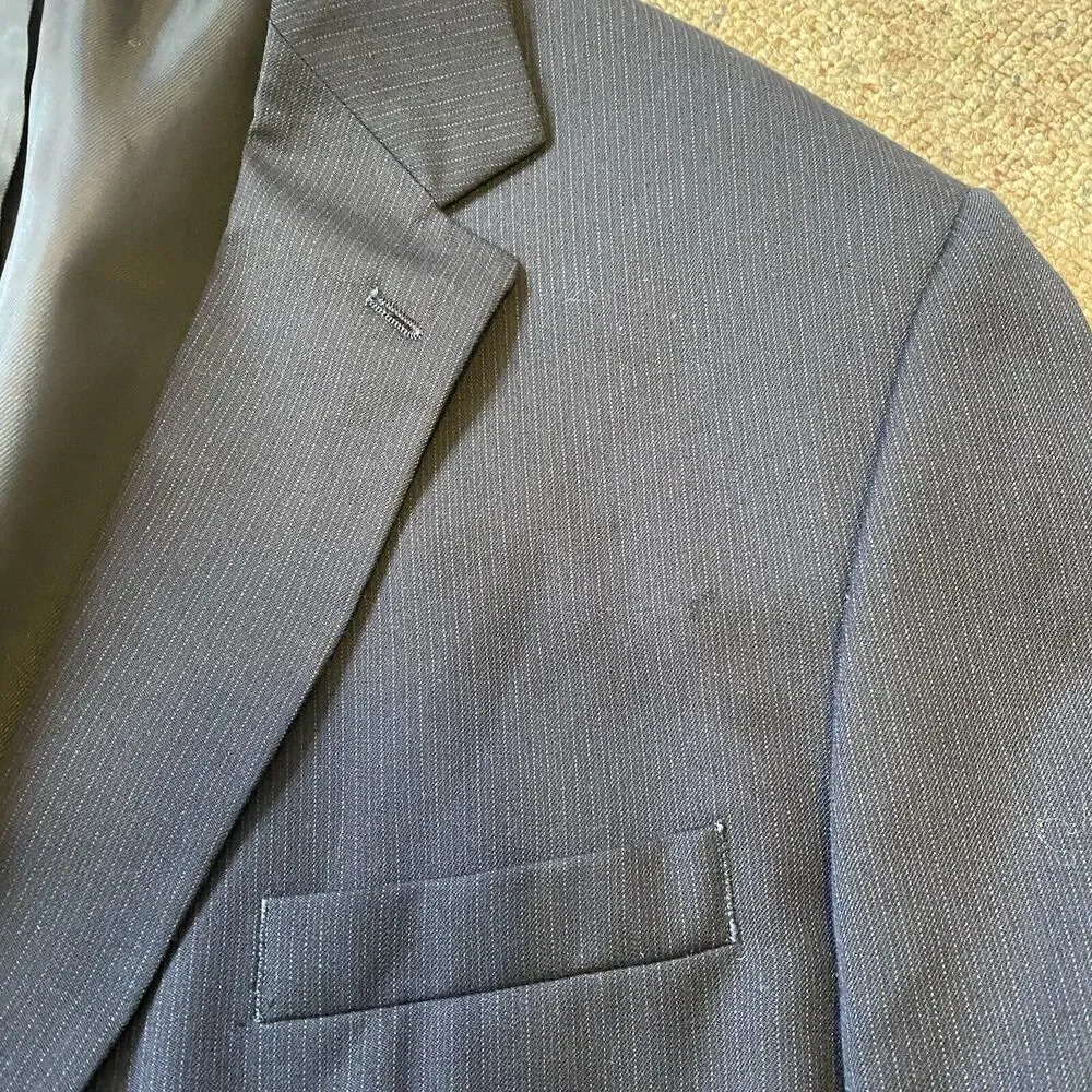 Stafford Signature Classic Fit Men Sz 50Long Blazer Jacket Sport Coat Black Blue